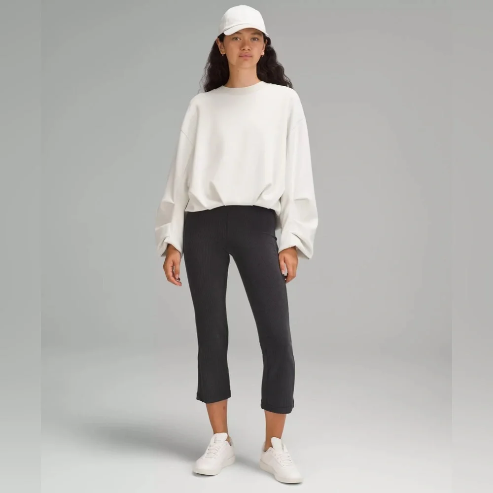 Lululemon Ribbed Softstreme Zip Leg High-Rise Crop Pant 25” - Black, Size 2 - Picture 2 of 9
